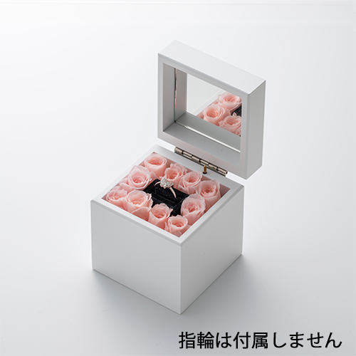 ミニ高級ホワイトオルゴール　リングケース≪ピンク≫