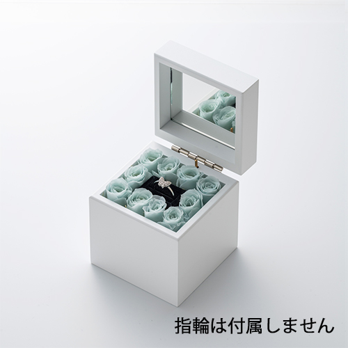 ミニ高級ホワイトオルゴール　リングケース≪ブルー≫