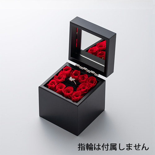 ミニ高級ブラックオルゴール　リングケース≪レッド≫